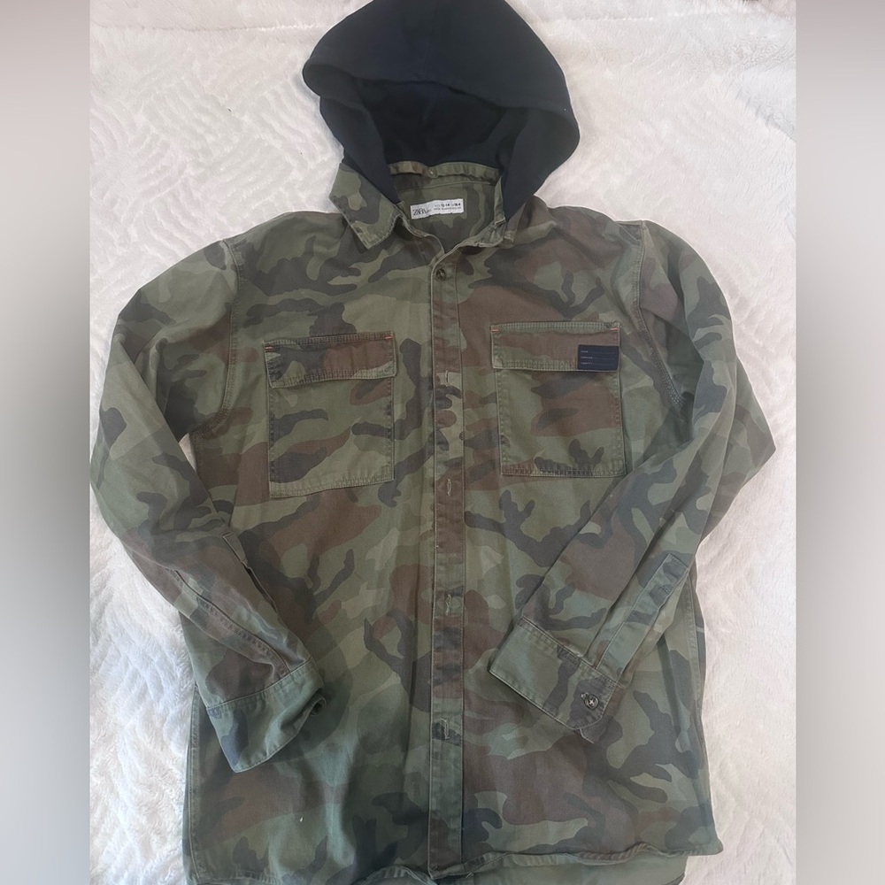 Zara Camouflage Hooded Jacket